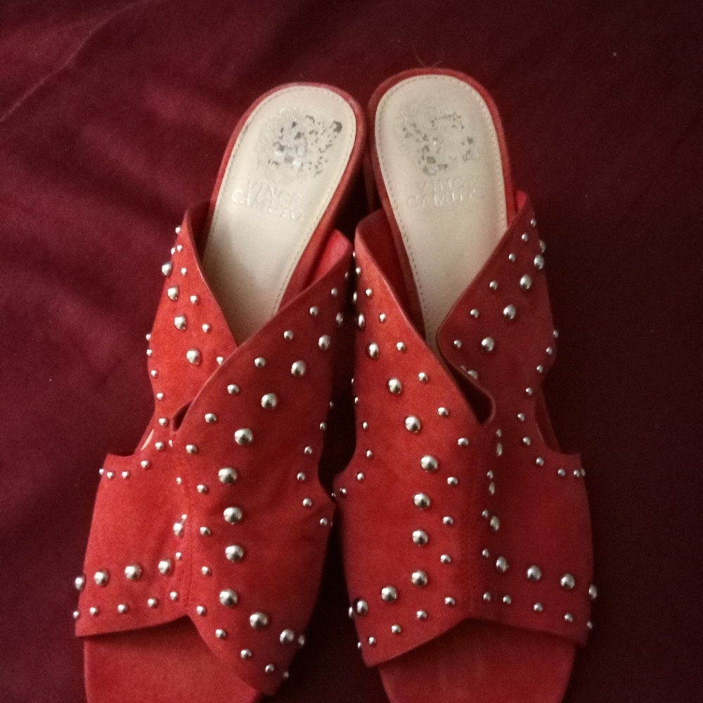 Vince Camuto Red Studded Mules
